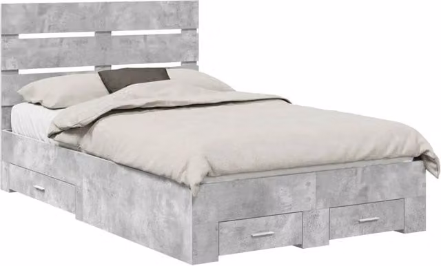 Letto matrimoniale | Letto per adulti | Struttura del letto con cassetto Grigio cemento 120 x 190 cm