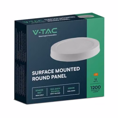V-TAC Pannello LED 12W Montaggio a Plafone Rotondo 3000K