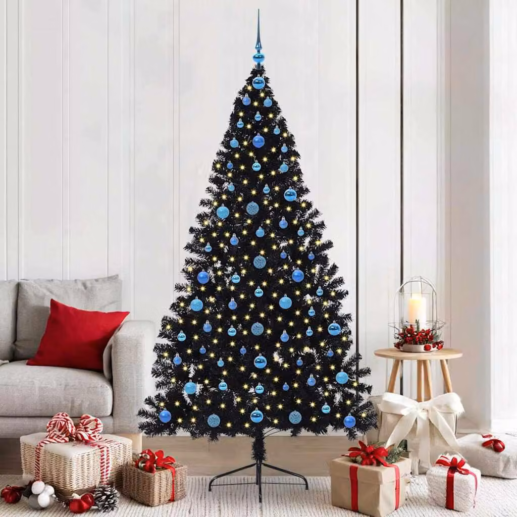 Maison Exclusive - Albero di Natale artificiale preilluminato Nero 210 cm PVC