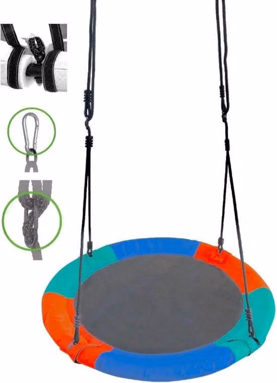 Altalena da giardino rotonda 110 cm rosso/blu/verde, fino a 150 kg