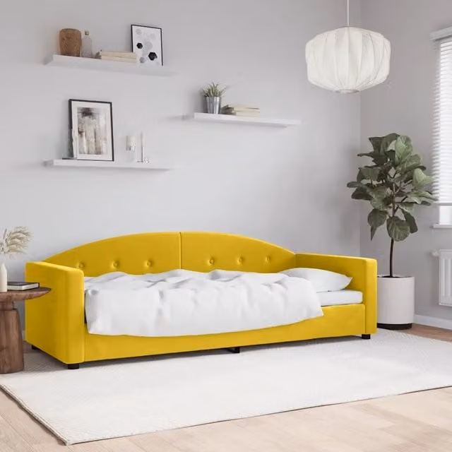 Letto da giorno moderno vidaXL in velluto giallo L: 200 cm, P: 90 cm, H: 75 cm – 1