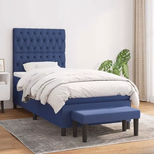 Letto Ibrido con Giroletto a Molle e Materasso vidaXL, Colore Blu e Bianco, L/P/H: 90 x 190 x 50 cm – 1