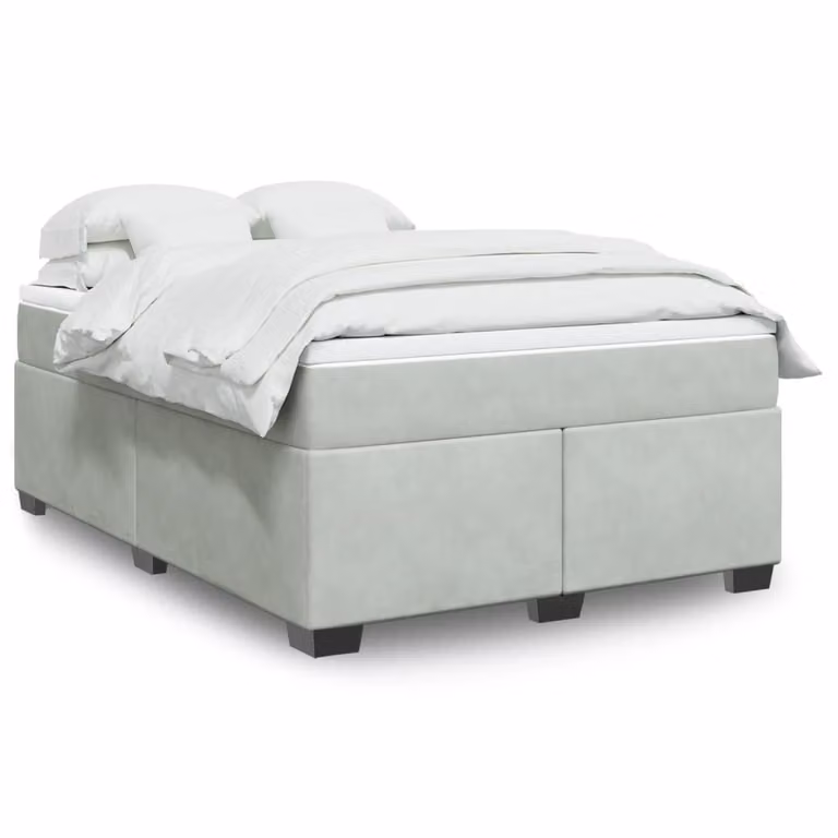 vidaXL Giroletto a Molle con Materasso in Velluto Grigio Chiaro L: 160 cm, P: 200 cm