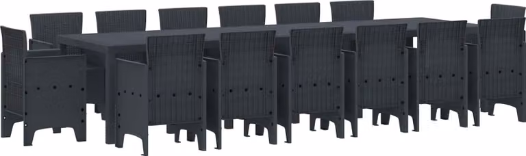 Set da Pranzo per Giardino 15 pcs Antracite Rattan Polt