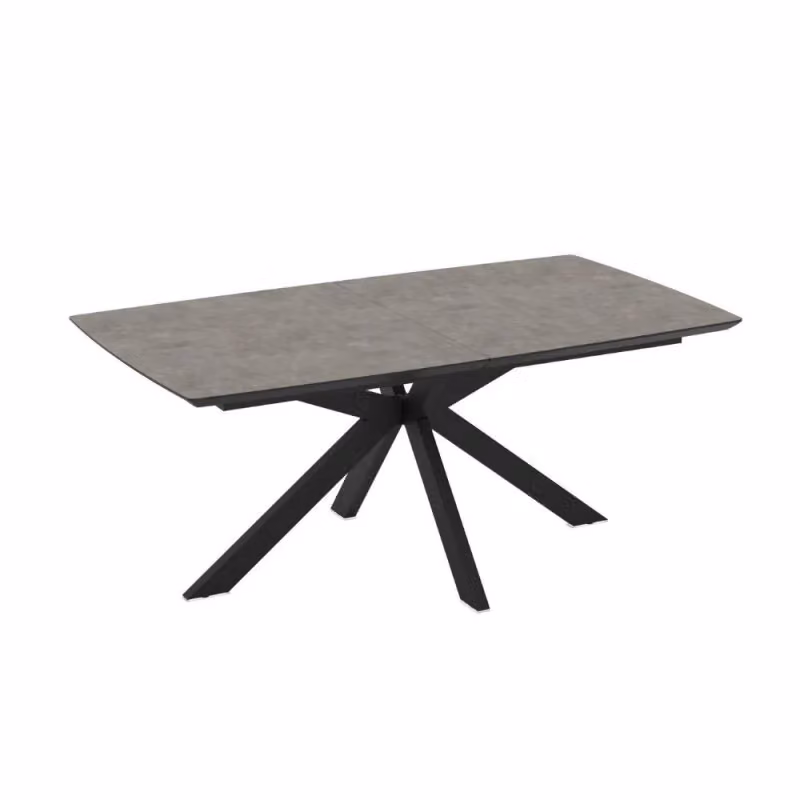 Tavolo da pranzo allungabile EFFEZE moderno con piano in MDF grigio opaco e gambe in metallo nero L/P/H: 180 x 100 x 76 cm – 2