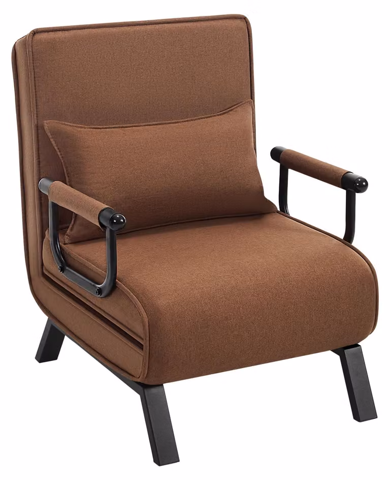 Divano letto reclinabile - 3 in 1 - Pieghevole - Schienale regolabile - Cuscino removibile - Poltrona - Marrone