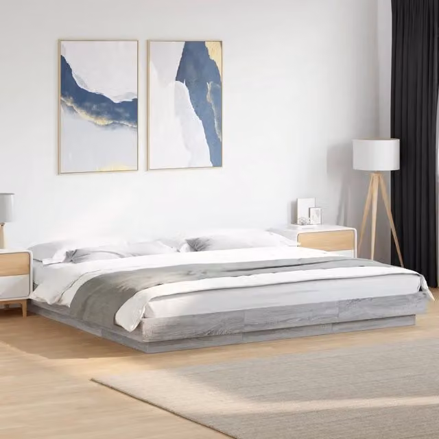 Letto con Luci LED e Porta USB vidaXL Grigio L/P/H: 180 x 200 x 23 cm – 1