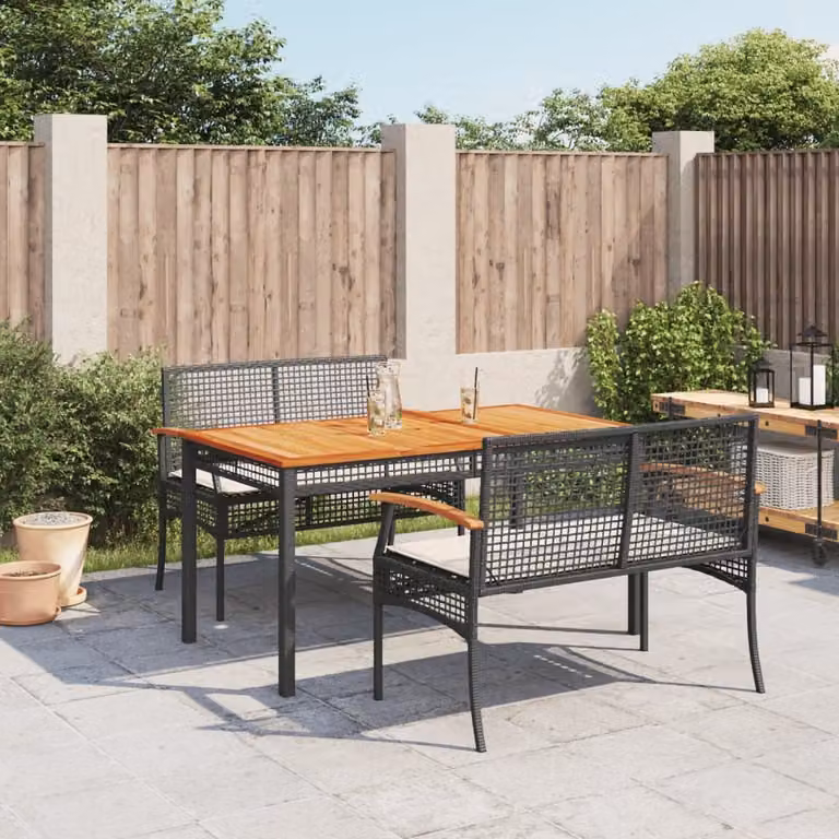 Maison Exclusive - Set da Pranzo da Giardino 3 pz con Cuscini Nero in Polyrattan