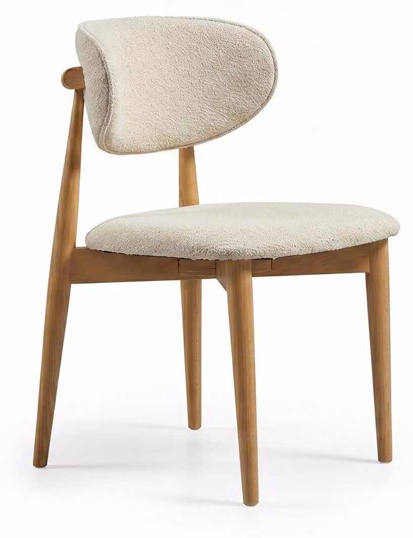 Sedia da pranzo beige, design moderno, elegante, confortevole