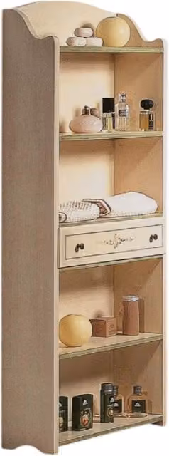Libreria in legno di pino stile shabby chic con 5 ripiani e decorazioni floreali, colore avorio e verde, Mobili 2G, L: 70 cm, P: 24 cm, H: 171 cm – 1