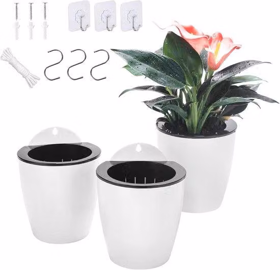 Set automatico di accessori per fiori a colonna verticale - Supporto per piante in 3 pezzi - Irrigazione automatica - Per interni e terrazze