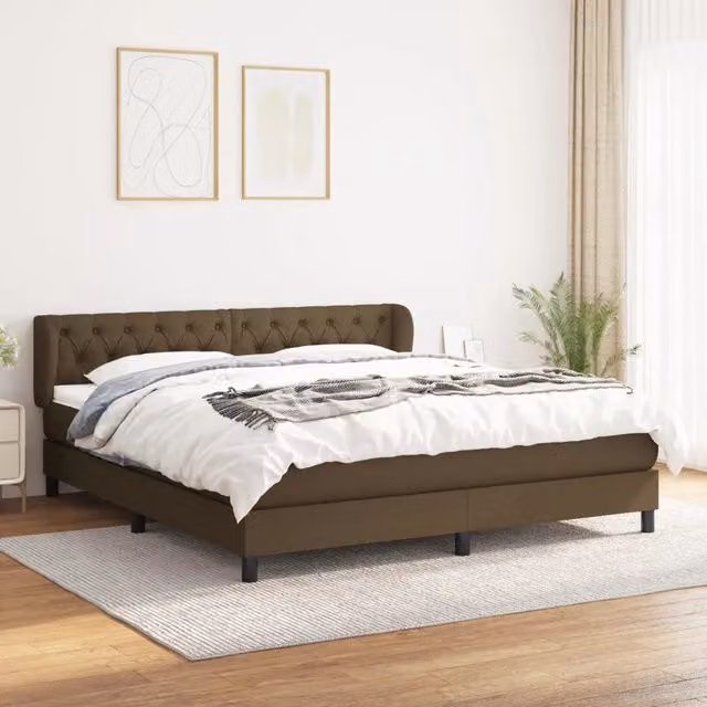 Letto Ibrido con Giroletto a Molle e Materasso vidaXL, Marrone e Bianco, L/P/H: 160 x 200 x 88 cm