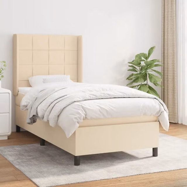 Letto Ibrido con Giroletto a Molle e Materasso vidaXL in Colore Beige e Bianco L/P: 80 x 200 cm