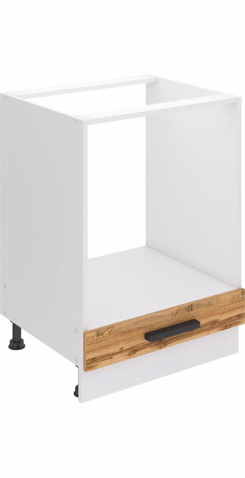 Base da cucina Belini, base da cucina larga 60 cm. Base per cucina SDP senza piano di lavoro. Mobile da cucina senza anta, con cassetti, rovere Wotan