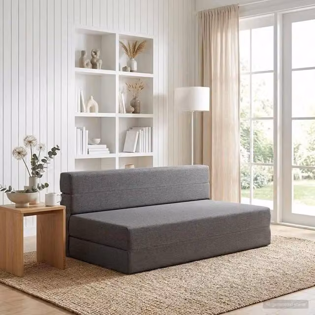 Divano Letto Pieghevole Moderno vidaXL Grigio con Rivestimento in Tessuto L: 152 cm, P: 86,5 cm, H: 60 cm
