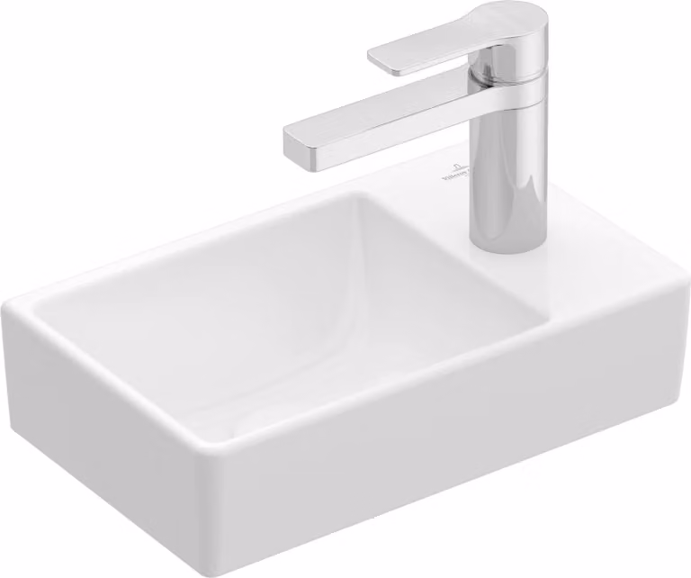 Villeroy & Boch Avento - Lavabo 360x220 mm, senza sfioratore, 1 foro per rubinetto a destra, CeramicPlus, bianco alpino 43003LR1