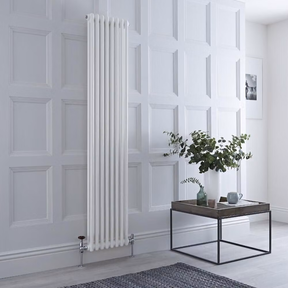 Radiatore Tradizionale Verticale a Doppia Colonna - Bianco - 1800mm x 380mm - con piedini - Regent