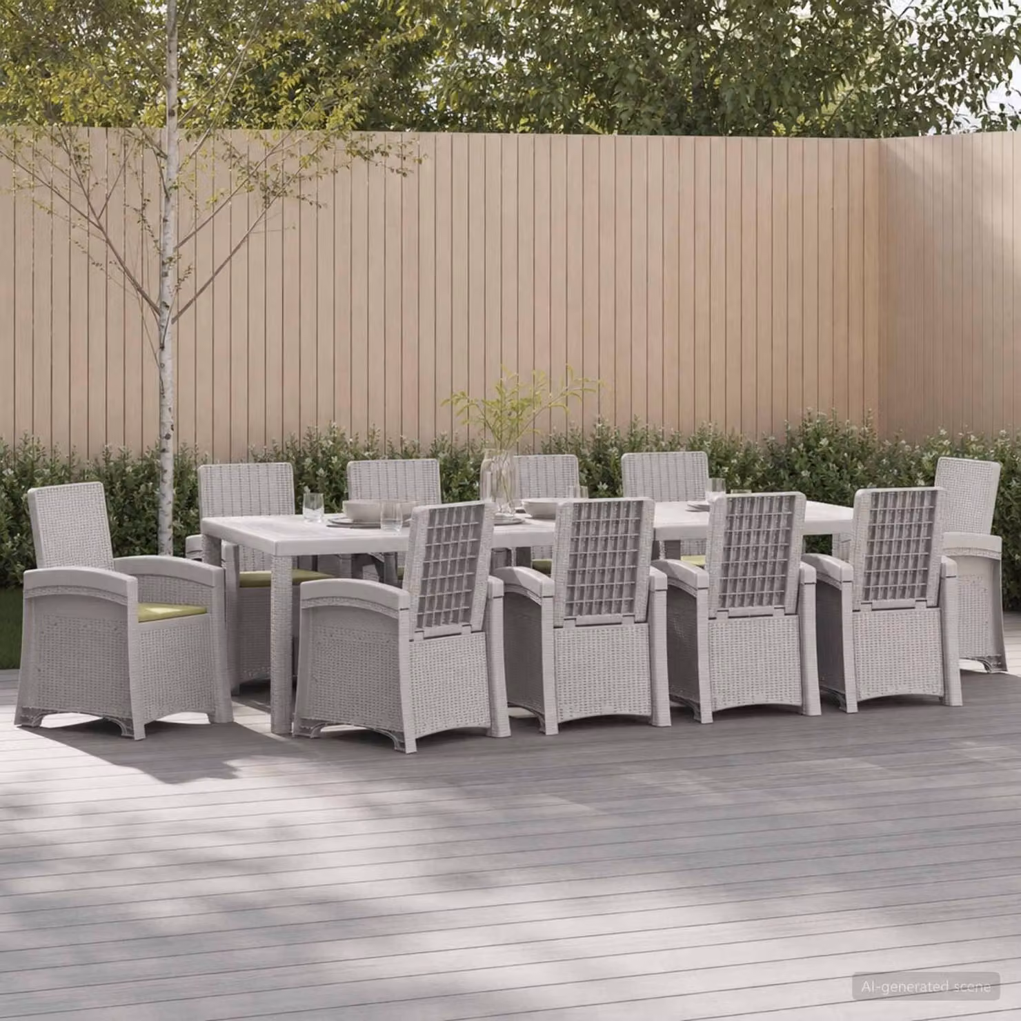 vidaXL Set da Pranzo per Giardino e Terrazzo in Polyrattan da 11 Pezzi, Bianco e Beige