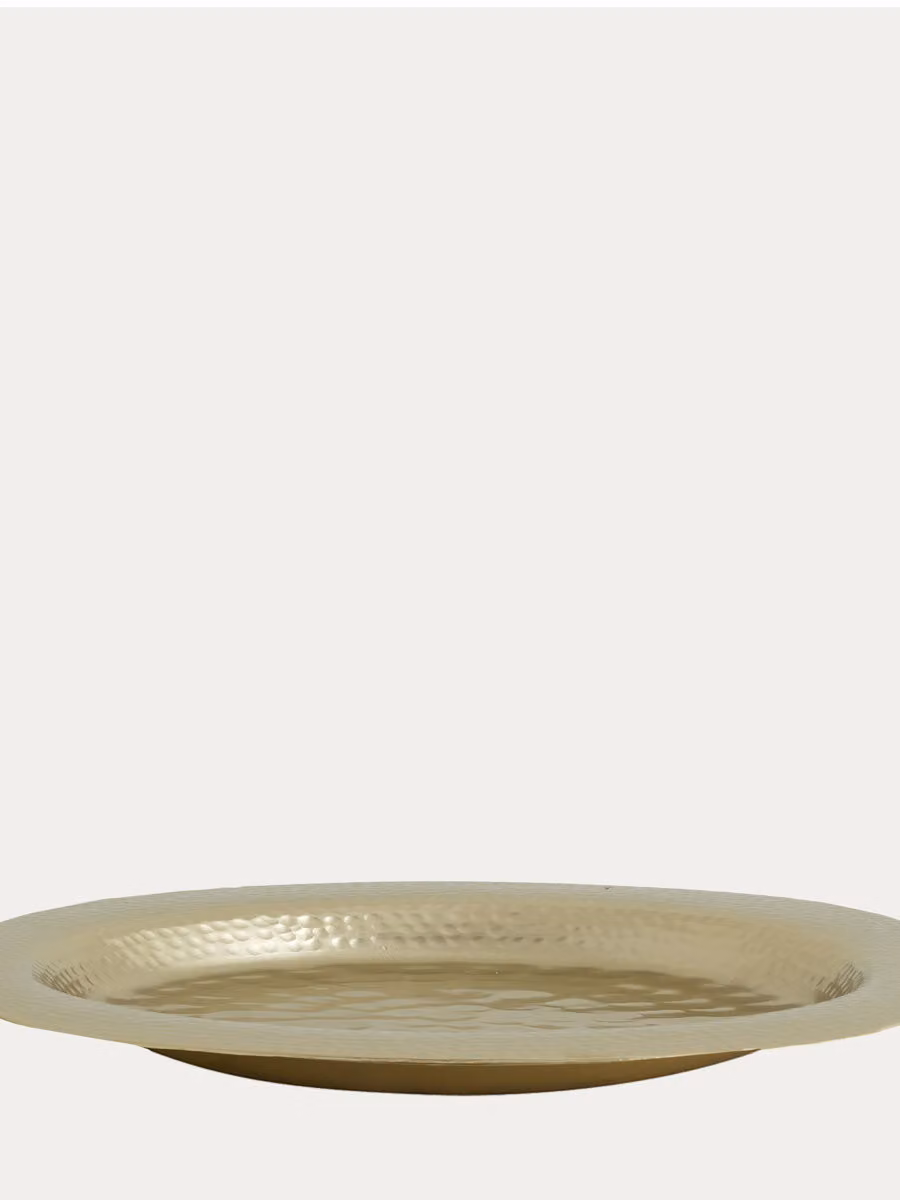 Vassoio rotondo grande in metallo dorato a tema natalizio Kenay Home – 2