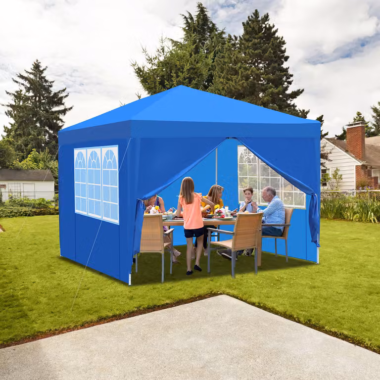 Jayseuw gazebo pieghevole 3x3m blu con pareti laterali tenda per feste protezione UV regolabile in altezza con borsa per il trasporto, per giardino esterno campeggio