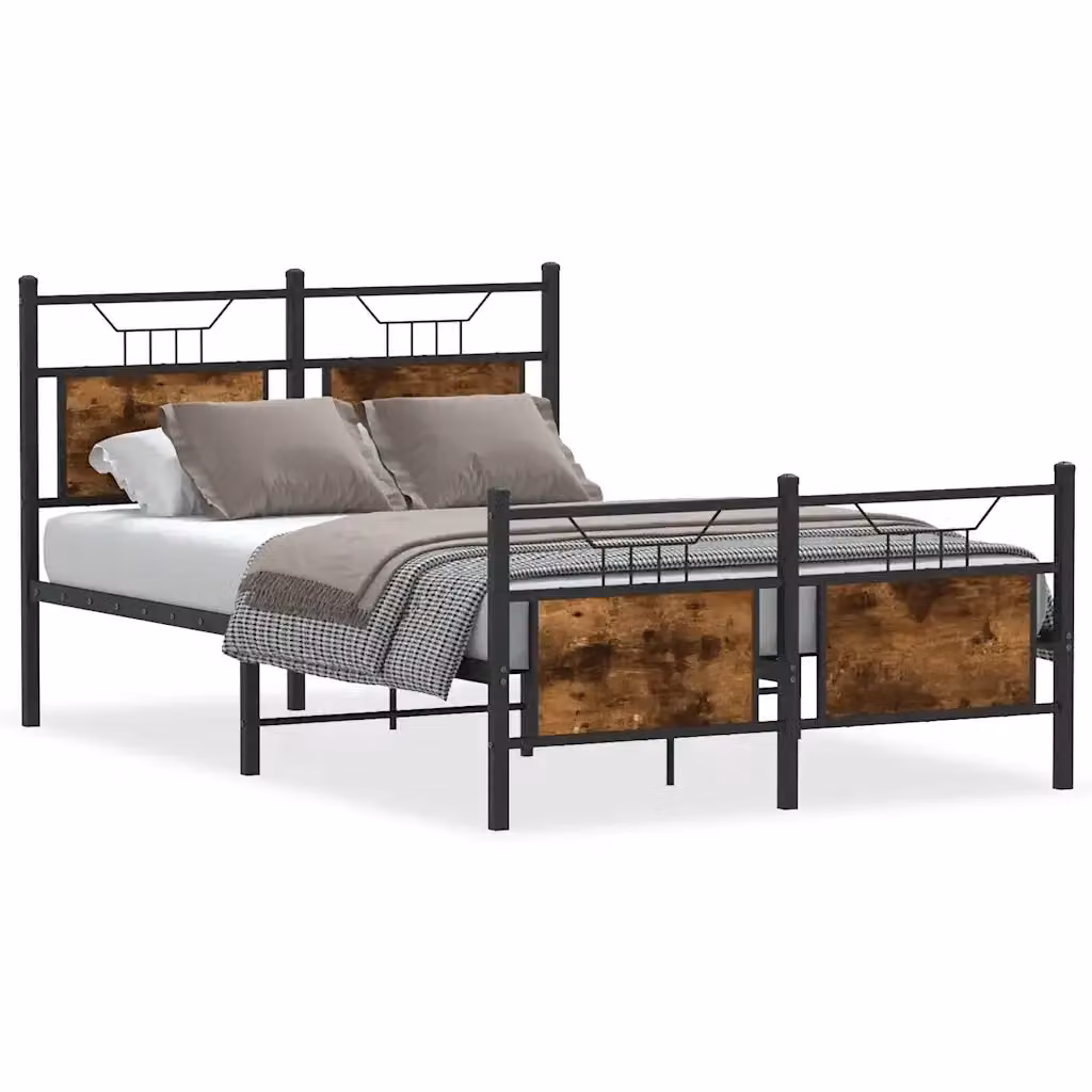 Struttura Letto Giroletto Design Mania in Rovere Fumo e Metallo, L/P/H: 200 x 120 x 76,7 cm – 2