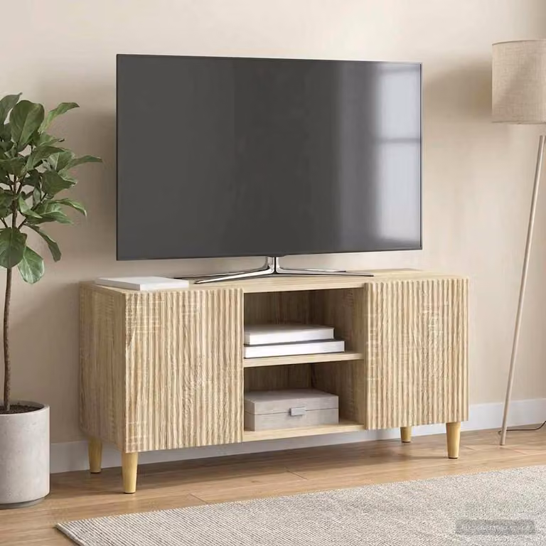 Mobile TV vidaXL in legno ingegnerizzato Rovere Sonoma, Marrone, L 102 x P 34,5 x H 50 cm