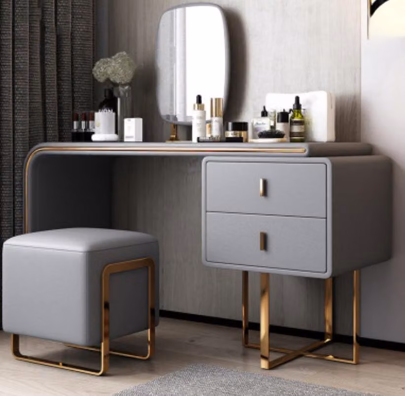 Klassischer Schminktisch Spiegel Luxus Konsole Kommode Schlafzimmer 2tlg.