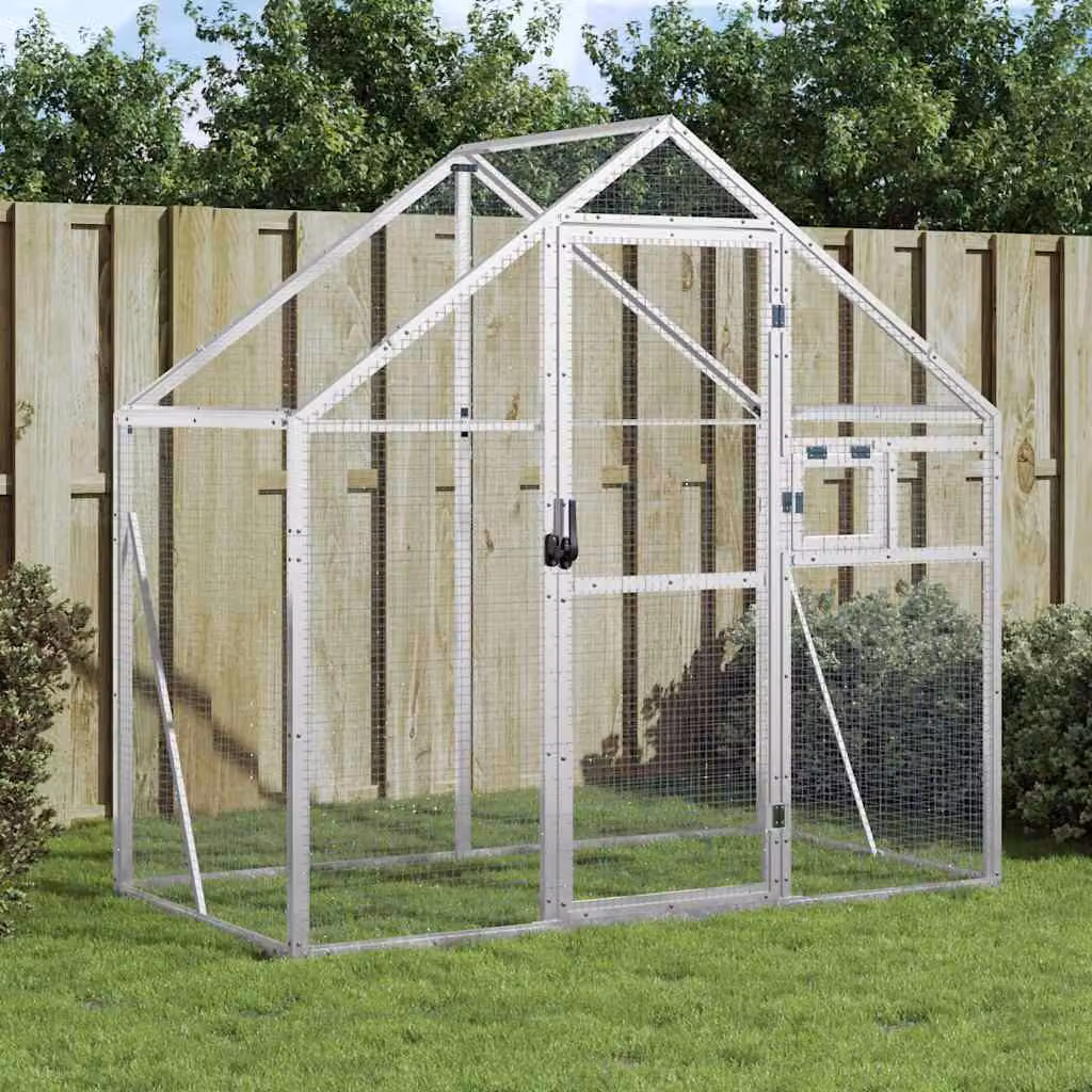 Voliera vidaXL in alluminio color argento L/P/H: 179 x 100 x 185 cm