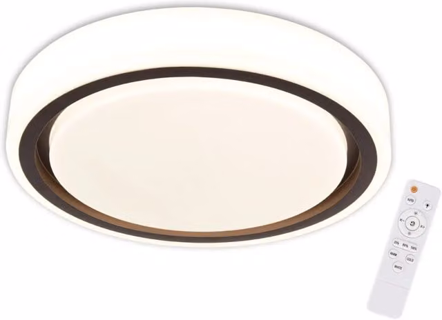 LÚZETE Lampada da Soffitto LED Harmony Dimmerabile con Telecomando, Bianco e Marrone