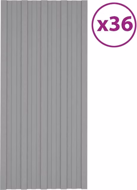 Pannello per tetto 36 pz Grigio 100 x 45 cm Acciaio zincato CFW6134482