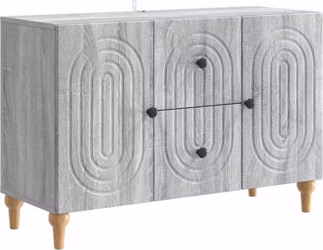 Mobile TV-Credenza Design In Grigio con finitura opaca in legno ingegnerizzato, L: 89 cm, P: 34,5 cm, H: 60 cm