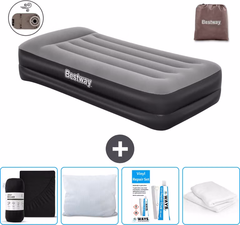 Materasso gonfiabile Bestway - 1 persona - 97 x 191 x 46 cm - Grigio - Accessori inclusi