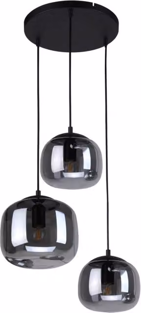 Lampada a sospensione moderna CALTO Italux in metallo e vetro fumé nero con 3 portalampada E27 – 1