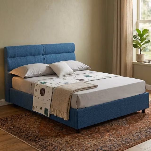 Letto Brinzio DMORA con materasso incluso, modello moderno con contenitore a sollevamento, colore blu, L 120 cm x P 200 cm – 1