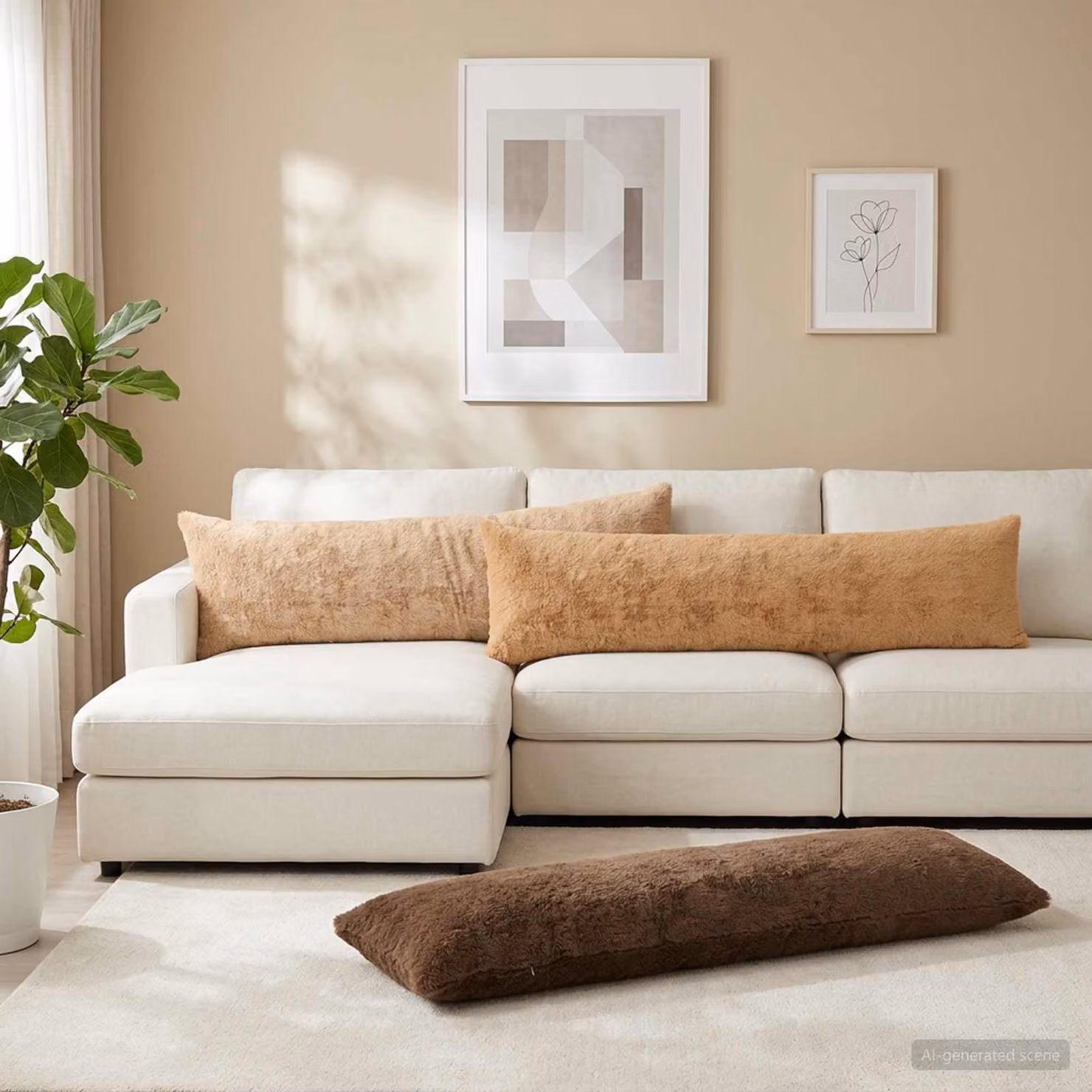 Federa vidaXL HEERLEN in pelliccia sintetica beige o grigia, L 145 x P 40 cm