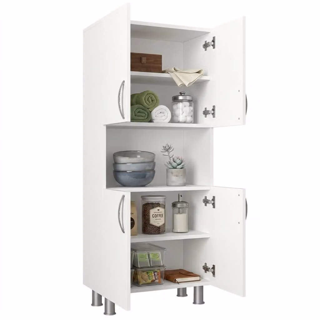 Mobiletto sospeso DMORA moderno bianco con ripiani e ante a battente L/P/H: 29,5 x 29,5 x 140,3 cm – 2