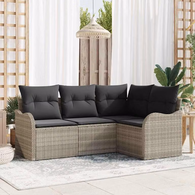 Maison Exclusive - Set Divano da Giardino 4 pcs Grigio chiaro polyrattan