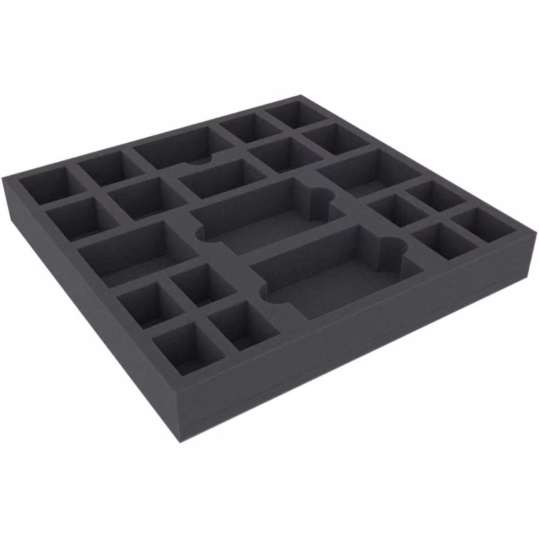 Inserto in schiuma 295x295x40 mm, 22 scomparti per giochi da tavolo