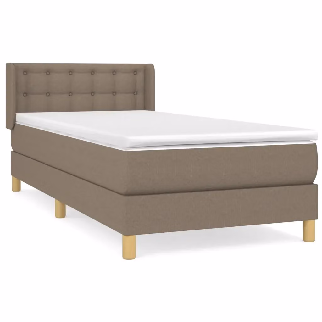 Letto Ibrido vidaXL con Giroletto a Molle e Materasso in Tessuto Beige e Bianco L/P/H: 80 x 200 x 83 cm – 2