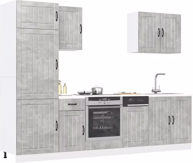 Set Mobili da Cucina 7 pz Lucca Grigio Cemento in Truciolato 3314775