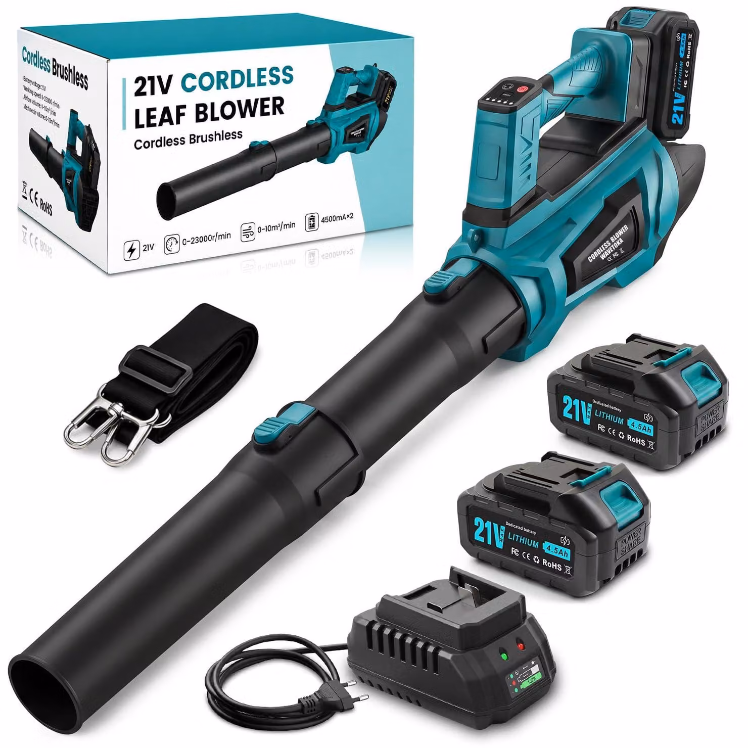 Tagliabordi a batteria Accu 21 V - 600 W, motore brushless, 2 batterie da 4,5 Ah, corpo in plastica ABS
