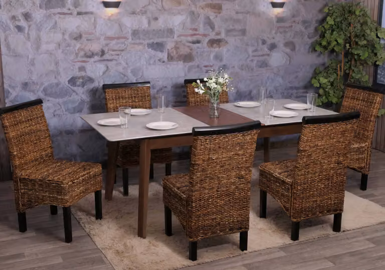set di 6 sedie da pranzo in vimini Sedia M45 in vimini banana ~ scuro, senza cuscino