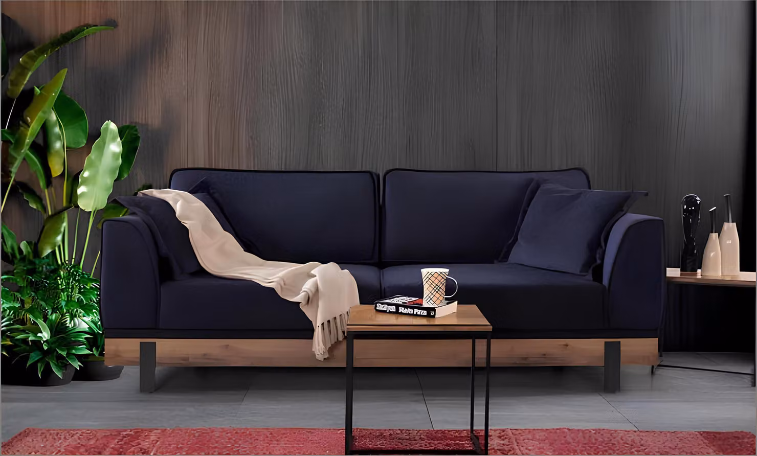 Design Dreisitzer Couch Polster Sofa Moderne 3er Sofas Zimmer Möbel Schwarz