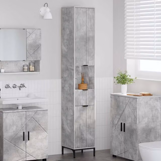 Mobile da bagno moderno vidaXL grigio e nero L: 31,5 cm, P: 33 cm, H: 190 cm