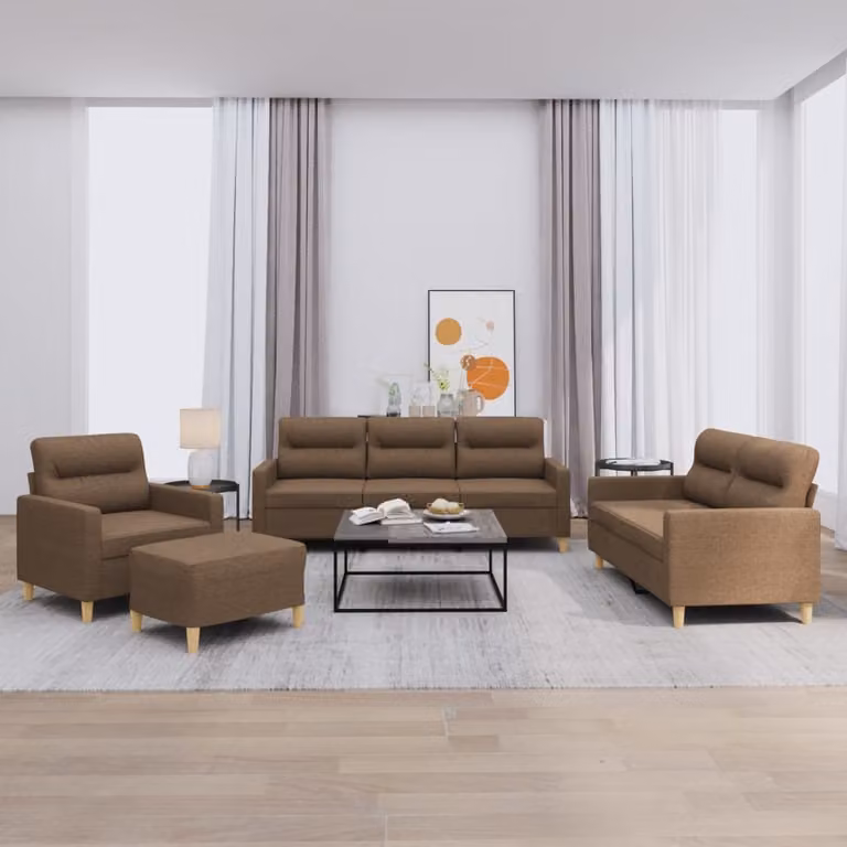 Maison Exclusive - Set divano 4 pezzi con cuscini in tessuto marrone