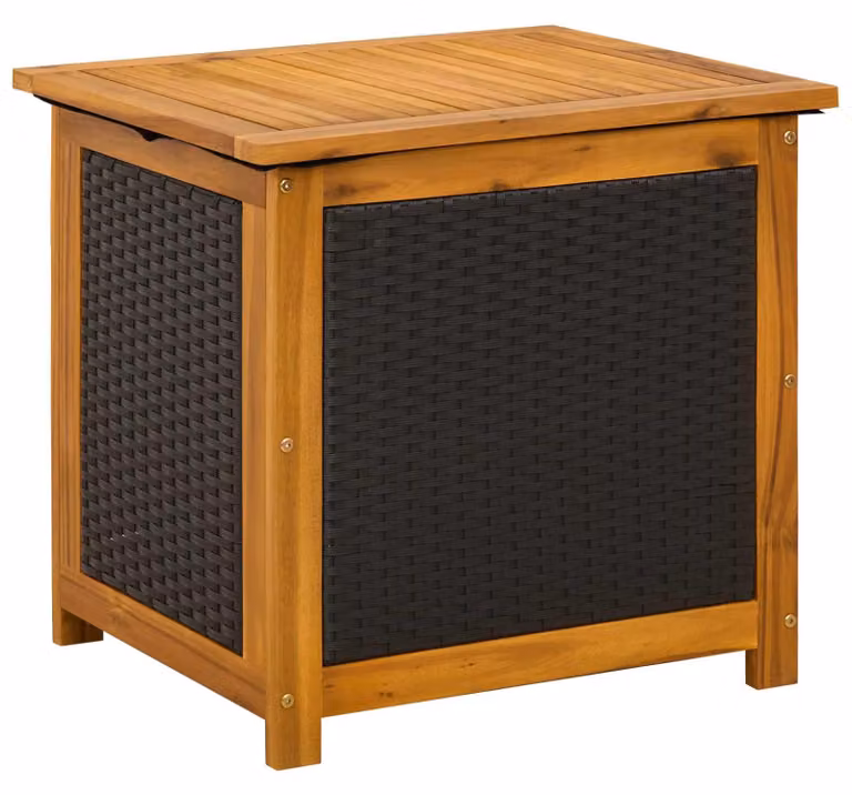 Contenitore da giardino in legno massello di acacia, capacità 185 litri, dimensioni 60 x 50 x 56 cm, colore nero