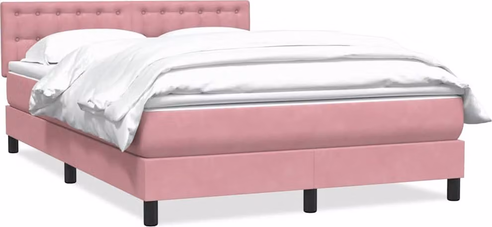 Giroletto a Molle con Materasso Rosa 140x220 cm in Velluto
