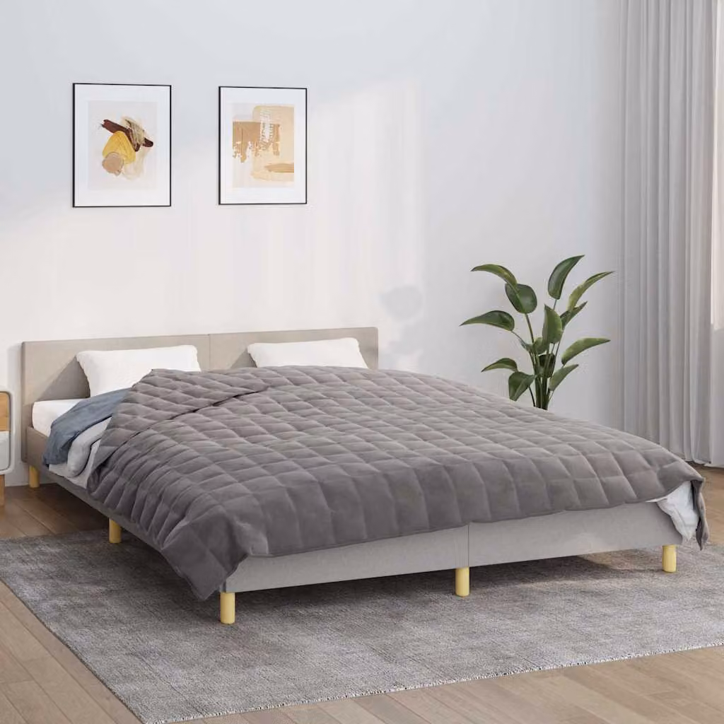 Coperta Ponderata vidaXL Grigia in Microfibra Traspirante, L 220 cm x P 235 cm, 15 kg
