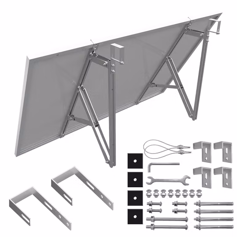 Supporto per impianto fotovoltaico da balcone, con gancio per ringhiere, per il montaggio di pannelli fotovoltaici da balcone. Angolazione regolabile da 10° a 40° (per 1 modulo - balcone/ringhiera)