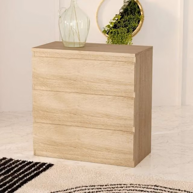 Cassettiera Morgan 3 cassetti 77.2x79.8x42.2 cm. colore rovere